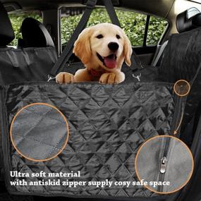 img 3 attached to Honest Luxury Quilted Dog Car Seat Covers with Side Flap - Waterproof & Nonslip Pet Backseat Cover for Cars, Trucks, and SUVs