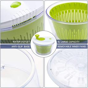 img 1 attached to 🥗 Large 5-Quart OVOS Salad Spinner: Quick Dry Keeper for Fruits and Vegetables - BPA Free, Easy Drain, Faster Food Prep, Tastier Salads