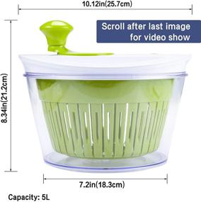 img 3 attached to 🥗 Large 5-Quart OVOS Salad Spinner: Quick Dry Keeper for Fruits and Vegetables - BPA Free, Easy Drain, Faster Food Prep, Tastier Salads