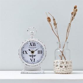 img 1 attached to ⏰ NIKKY HOME Rustic Metal Round Analog Small Table Clock - 4.7 x 2.4 x 7.6 Inches