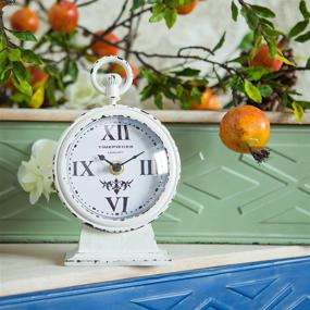 img 3 attached to ⏰ NIKKY HOME Rustic Metal Round Analog Small Table Clock - 4.7 x 2.4 x 7.6 Inches