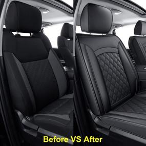 img 1 attached to LUCKYMAN CLUB 2 Front Tundra Seat Covers Fit For 2014-2021 Crew Cab/ Crewmax/ Double Cab/ Regular Cab With Faux Leather (Black 2 PCS) Interior Accessories