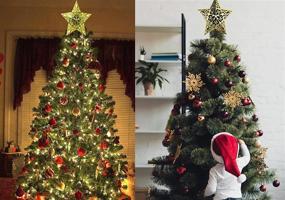 img 1 attached to 🌟 AOGU Gold Christmas Tree Topper with 10 LED Warm White Lights for Home Party Decoration - Star Lighted Treetop Xmas Decor