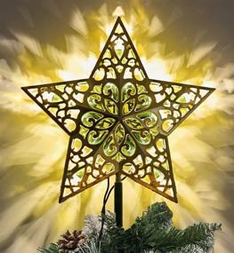 img 3 attached to 🌟 AOGU Gold Christmas Tree Topper with 10 LED Warm White Lights for Home Party Decoration - Star Lighted Treetop Xmas Decor