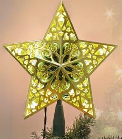 img 4 attached to 🌟 AOGU Gold Christmas Tree Topper with 10 LED Warm White Lights for Home Party Decoration - Star Lighted Treetop Xmas Decor