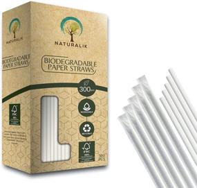 img 4 attached to 📍 Naturalik 300-Pack Individually Wrapped White Paper Straws - Eco-Friendly Dye-Free Bulk Drinking Straws for Juices, Smoothies, Restaurant - Premium Quality and Biodegradable (Regular 7.7", White)
