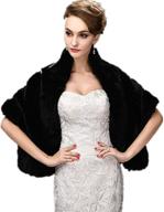 👘 chitone classic black faux fur wrap cape stole shawl shrug for wedding, party, show logo