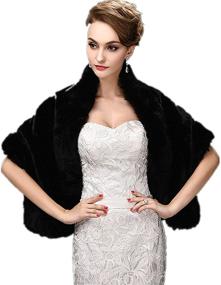 img 4 attached to 👘 CHITONE Classic Black Faux Fur Wrap Cape Stole Shawl Shrug for Wedding, Party, Show