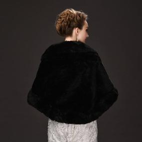 img 1 attached to 👘 CHITONE Classic Black Faux Fur Wrap Cape Stole Shawl Shrug for Wedding, Party, Show