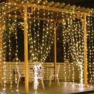 🌟 600 led curtain lights fairy starry string lights for home lighting, window backdrop, christmas wall, bedroom wedding, birthday party decorations - warm white логотип