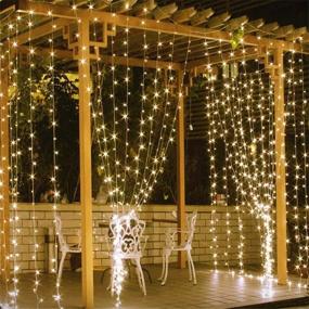 img 4 attached to 🌟 600 LED Curtain Lights Fairy Starry String Lights for Home Lighting, Window Backdrop, Christmas Wall, Bedroom Wedding, Birthday Party Decorations - Warm White