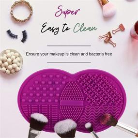 img 3 attached to 🧼 Lilyleaf Silicone Makeup Brush Cleaning Mat with Suction Cups (6.5 x 4.1 inches) - Textured Makeup Brush Cleaner Pad with 5 Surfaces - Large Portable Makeup Brush Silicone Mat - Efficient Makeup Brush Scrubber Mat