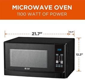 img 3 attached to Commercial Chef Countertop Microwave Oven, 1100 Watts, Small Compact Size, 10 Power Levels, 6 Easy One Touch Presets with Popcorn Button, Removable Turntable, Child Lock, Black - CHM14110B6C