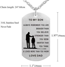 img 3 attached to 💪 TTVOVO Dad Mom to My Son Daughter Inspirational Necklace: A Military Motivational Encouragement Dogtag Pendant to Always Remember You Are Braver Than You Believe - The Perfect Birthday Love Gift!