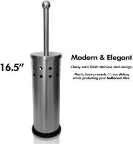 img 1 attached to Chimpy 15.5" Long Toilet Brush Set: Stainless Steel Matte Finish, Rust Resistant Bowl Scrubber Cleaner with Vented Holder - Strong Bristles for Effective Cleaning
