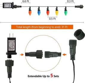 img 2 attached to 🎄 C9 Bulbs Christmas Lights - 33ft 50LEDs Outdoor String Lights, UL Certified, 29V Safe Adaptor, Connectable - Ideal for Christmas Tree Party Garden Decor