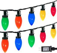 🎄 c9 bulbs christmas lights - 33ft 50leds outdoor string lights, ul certified, 29v safe adaptor, connectable - ideal for christmas tree party garden decor логотип