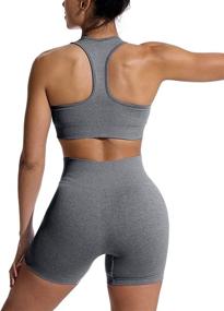 img 3 attached to 🏋️ Seamless High Waisted Yoga Shorts and Sports Bra Set for Women - OYS Workout Outfits for Running and Yoga