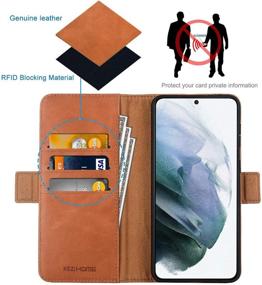 img 2 attached to 📱 KEZiHOME Samsung Galaxy S21 Case | Genuine Leather Wallet Flip RFID Blocking Magnetic Case with Card Slot Stand | Compatible with Samsung Galaxy S21 5G 6.2" | Khaki/Brown