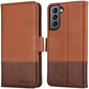 img 4 attached to 📱 KEZiHOME Samsung Galaxy S21 Case | Genuine Leather Wallet Flip RFID Blocking Magnetic Case with Card Slot Stand | Compatible with Samsung Galaxy S21 5G 6.2" | Khaki/Brown