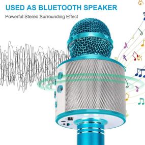 img 2 attached to YONHAN 2 пакета Караоке микрофон - Беспроводной Bluetooth микрофон для пения, Портативная ручная 🎤 динамик-машина - Отличные подарки и игрушки для девочек, мальчиков, взрослых всех возрастов (синий)