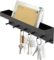 6 hook key holder for wall decorative: mail organizer, key rack & farmhouse decor in black логотип