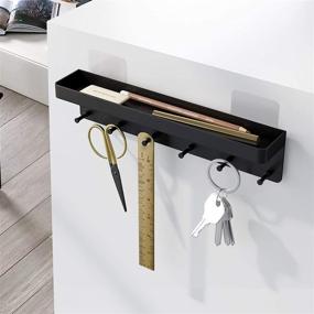 img 1 attached to 6 Hook Key Holder for Wall Decorative: Mail Organizer, Key Rack & Farmhouse Decor in Black