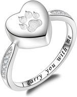 🐾 fookduoduo pet lover's 925 sterling silver paw print urn for ashes-carrying you always finger ring-cremation jewelry for dogs & cats logo