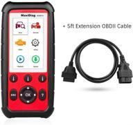 🔍 autel maxidiag md808 pro with 5ft extension cable - advanced obdii scanner for all systems (maxicheck pro and md802) - includes oil and battery reset registration, parking brake pad relearn, sas, srs, abs, epb, dpf, and bms features logo