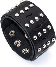 img 4 attached to 👩 Heavstjer Alloy Wristband Leather Bracelet: Stylish Girls' Jewelry & Bracelets for Exclusive Charm