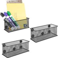 📎 black wire mesh magnetic storage baskets set of 3 - office supply organizer by mygift логотип