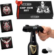 🔫 funny gun beer gifts: cap guns beer bottle opener - shoot, open, and fire beer caps over 16 feet! perfect new year and christmas idea logo