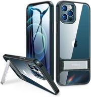 🌙 torras moonclimber iphone 12/12 pro case - armor-level protection, 3 stand ways, adjustable kickstand, shockproof slim transparent case 6.1 inch, crystal grey logo