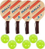 🏓 rally meister deluxe pickleball paddle bundle - 4 wooden paddles & balls set logo