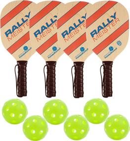 img 4 attached to 🏓 Rally Meister Deluxe Pickleball Paddle Bundle - 4 Wooden Paddles & Balls Set
