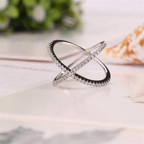 img 1 attached to 💍 SOMEN TUNGSTEN 925 Sterling Silver Criss Cross Rings: CZ Eternity Wedding Band, Sizes 4-13 - Perfect for Engagement!