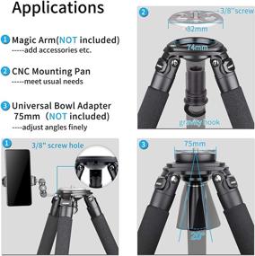 img 1 attached to 📷 Портативный карбоновый штатив INNOREL LT324C: надежная подставка для камеры, фотографии птиц, DSLR - максимальная нагрузка 66 фунтов, максимальная высота 57 дюймов