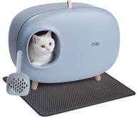 🐾 ms!make sure cat litter box with lid: pretty kitty covered litterbox furniture - large enclosed design, easy to clean, no sand leakage or odor, with scoop & mat (grey) logo