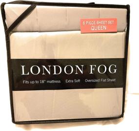 img 3 attached to 🛏️ Набор 6 предметов Queen Sheet Supreme от LONDON FOG: Антипомятность, подходит для матрасов до 18 дюймов.