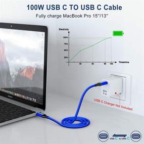 img 3 attached to AkoaDa 10ft USB-C к USB-C кабель 100W - Быстрая зарядка, голубой - Совместим с MacBook Pro 2020/2019/2018, iPad Pro 2020/2019/2018, Samsung Galaxy S21, Dell XPS 13/15 и ноутбуками с разъемом Type-C