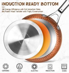 img 2 attached to 🍳 MICHELANGELO Copper Pots and Pans Set: Nonstick Cookware 12-Piece for Induction Cooking - Hammered Design with Fry Pans, Stock Pans, and Lids