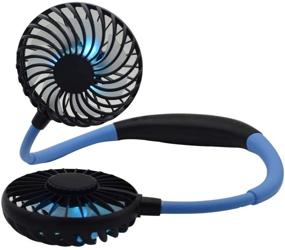 img 2 attached to 🌬️ Stay Cool and Comfortable with TACY Hands-Free Neckband Fan - Mini Dual-Head Fan Necklace for Sports and Personal Use (Blue), Wireless & USB Rechargeable