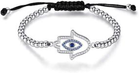 img 4 attached to Puerzi Blue Evil Eye 🔵 Adjustable Hamsa Bracelet for Women and Girls