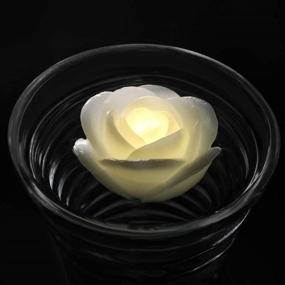 img 3 attached to 🕊️ 4-Pack Warm White Flameless Wax LED Water Floating Rose Candle Lights - Wedding & Event Decorations/Real Wax Battery Operated Floating Candle Lights in Flower Shape (Warm White)