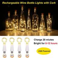 🍾 pack of 4 rechargeable usb bottle lights - waterproof 59-inch copper wire fairy cork string lights - ceepko warm white decorative lights for party, wedding, halloween, christmas decorations логотип