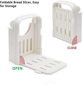 img 3 attached to 🍞 Adjustable Bread Slicer - Foldable Toast and Homemade Bread Slicer for Baked Loaves, Bagels, Sandwiches, Cakes, Ham, Cheese, and Veggies | White