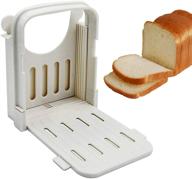 🍞 adjustable bread slicer - foldable toast and homemade bread slicer for baked loaves, bagels, sandwiches, cakes, ham, cheese, and veggies | white logo