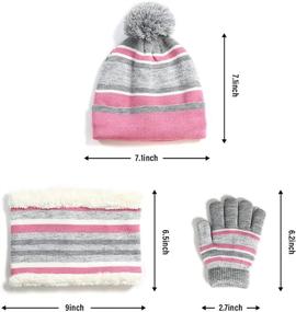 img 2 attached to JTJFIT Winter Knitted Beanie Glovers Girls' Accessories