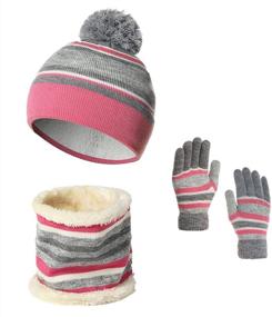 img 3 attached to JTJFIT Winter Knitted Beanie Glovers Girls' Accessories