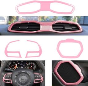img 2 attached to PINK Car Interior Accessories for Jeep Renegade 2015-2020: Vent Decoration, Door Speaker Covers, Cup Holder, Headlight Switch, Window Lift Button Trim